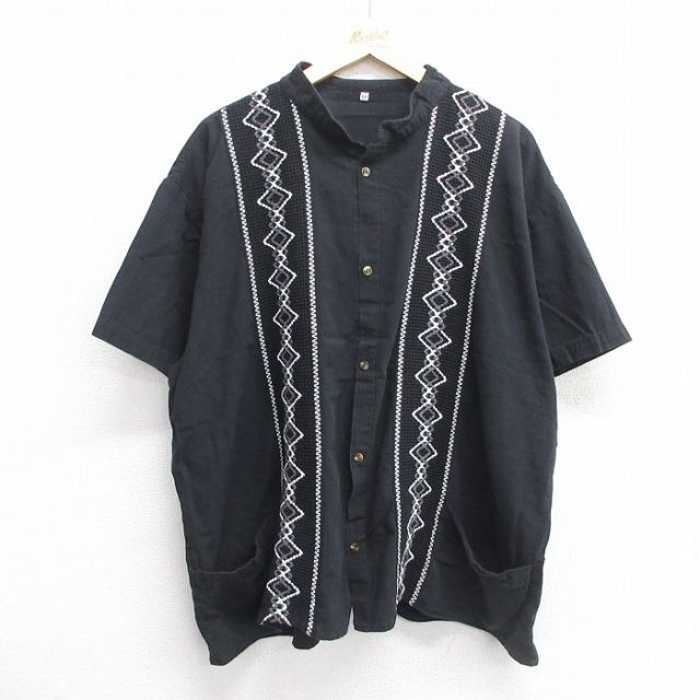 XL★古着 半袖 シャツ メンズ 大きいサイズ 黒他 ブラック 25apr14 中古 トップス