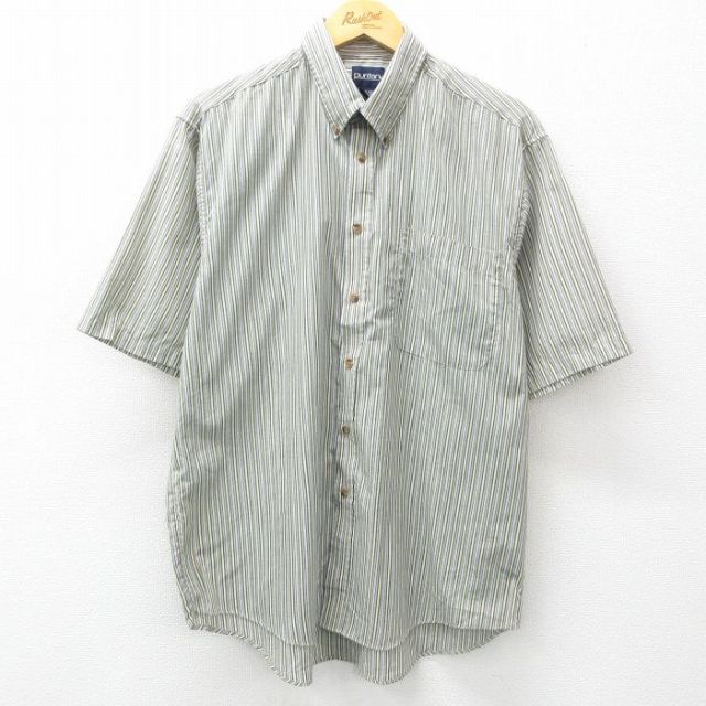 L★古着 ピューリタン 半袖 シャツ メンズ 00年代 00s ボタンダウン 緑他 グリーン ストライプ 25apr16 中古 トップス
