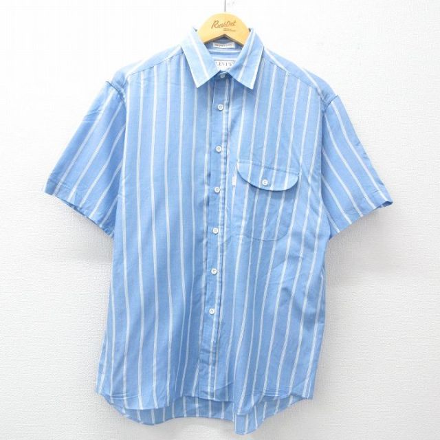 L★古着 リーバイス Levis 半袖 シャツ メンズ 薄紺他 ネイビー ストライプ 25apr16 中古 トップス