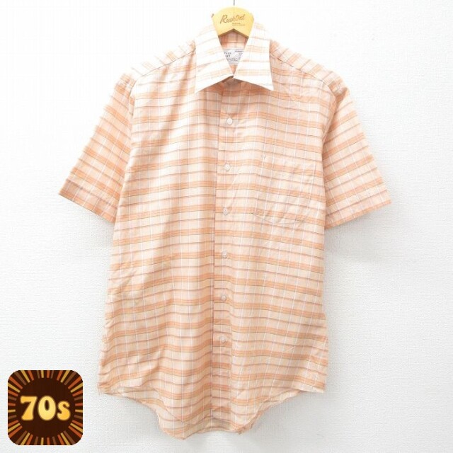 【50%OFF】シアーズ 70s 半袖シャツ ベージュチェック L | 古着
