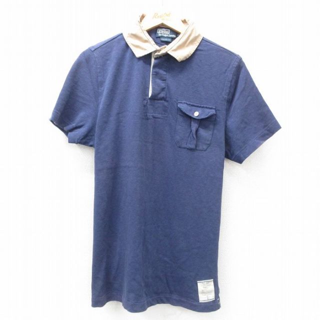 M★古着 ラルフローレン Ralph Lauren 半袖 ブランド ラガー シャツ メンズ 90年代 90s コットン 濃紺 ネイビー 25apr16 中古 トップス