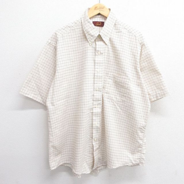 【50%OFF】90s 半袖シャツ ベージュチェック XL | 古着