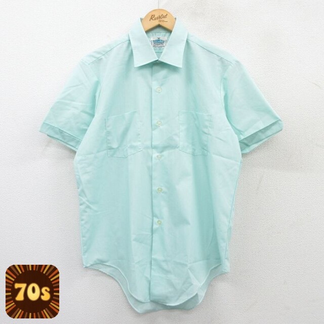 【50%OFF】70s 半袖シャツ グリーン M | 古着