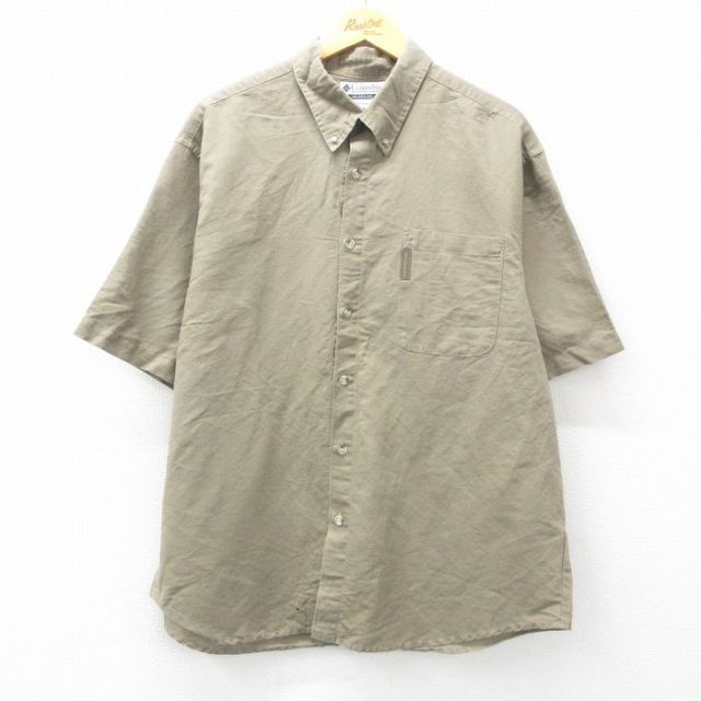 【50%OFF】XL★古着 コロンビア COLUMBIA 半袖 シャツ メンズ 00年代 00s 大きいサイズ ボタンダウン 緑系 グリーン 25apr19 中古 トップス