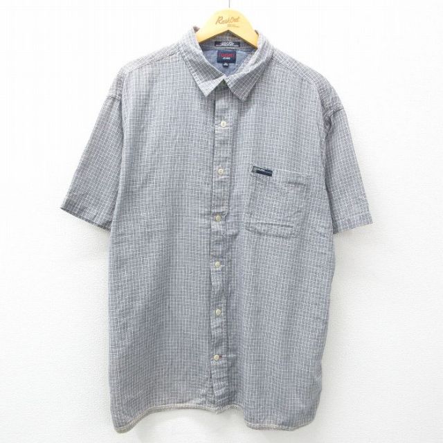 XL★古着 トミーヒルフィガー TOMMY HILFIGER トミージーンズ 半袖 ブランド シャツ メンズ 大きいサイズ コットン グレー他 チェック 25apr19 中古 トップス