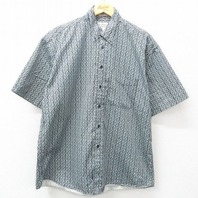 【50%OFF】半袖シャツ 総柄 ブラック XL | 古着
