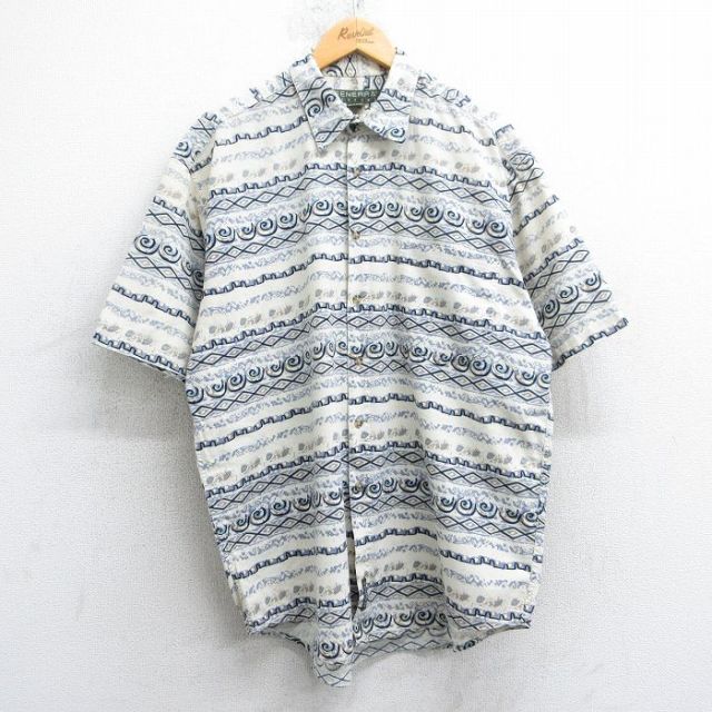 90s 半袖シャツ 総柄 生成り XL | 古着
