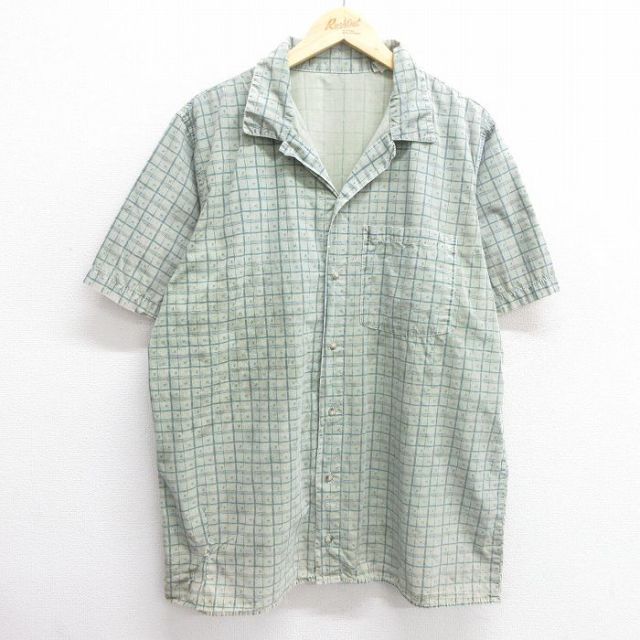 グラミチ 90s 半袖シャツ 総柄 グリーンチェック L | 古着