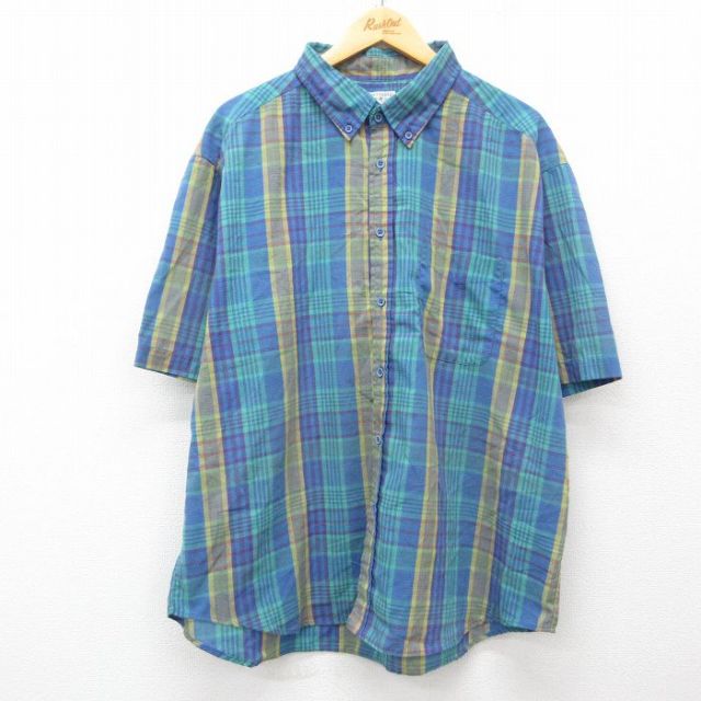 【50%OFF】00s 半袖シャツ ブルーチェック XL | 古着