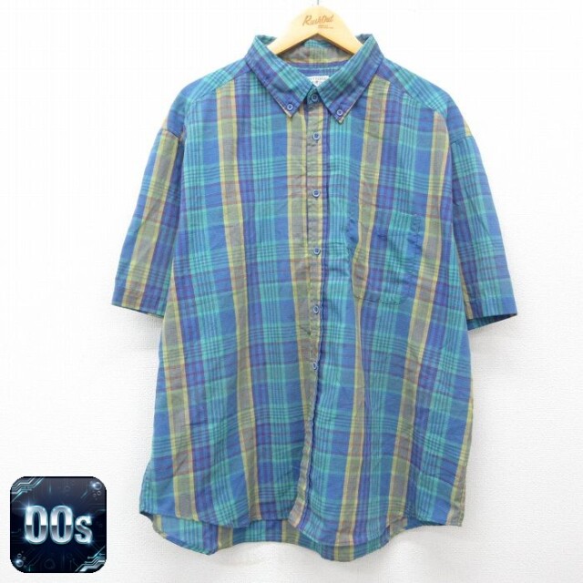 00s 半袖シャツ ブルーチェック XL | 古着