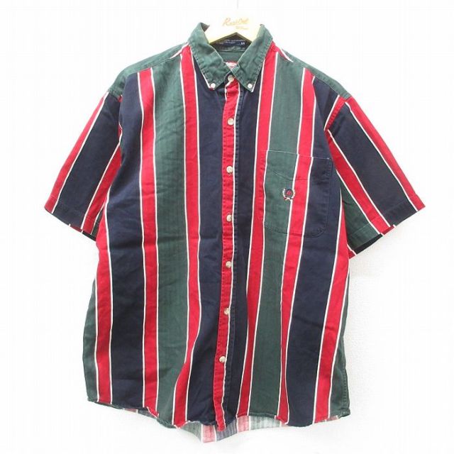 【50%OFF】00s 半袖シャツ ストライプ グリーン XL | 古着