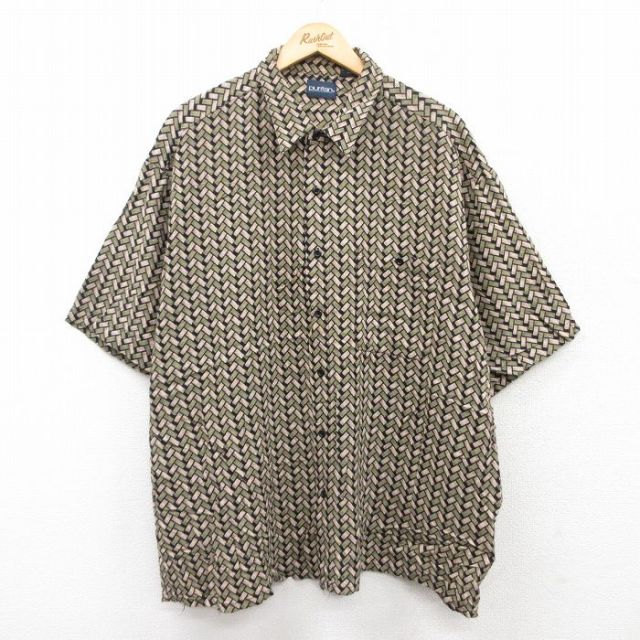 XL★古着 ピューリタン 半袖 シャツ メンズ 00年代 00s 総柄 大きいサイズ レーヨン 緑他 グリーン 25apr23 中古 トップス