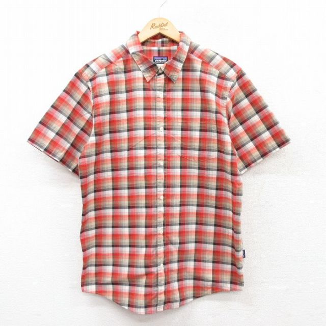 M★古着 パタゴニア patagonia 半袖 シャツ メンズ 赤他 レッド チェック 25apr23 中古 トップス