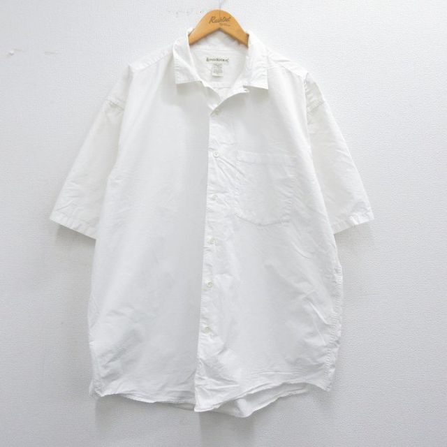XL★古着 バナナリパブリック BANANA REPUBLIC 半袖 シャツ メンズ 90年代 90s 大きいサイズ ロング丈 コットン 開襟 オープンカラー 白 ホワイト 【spe】 25apr23 中古 トップス