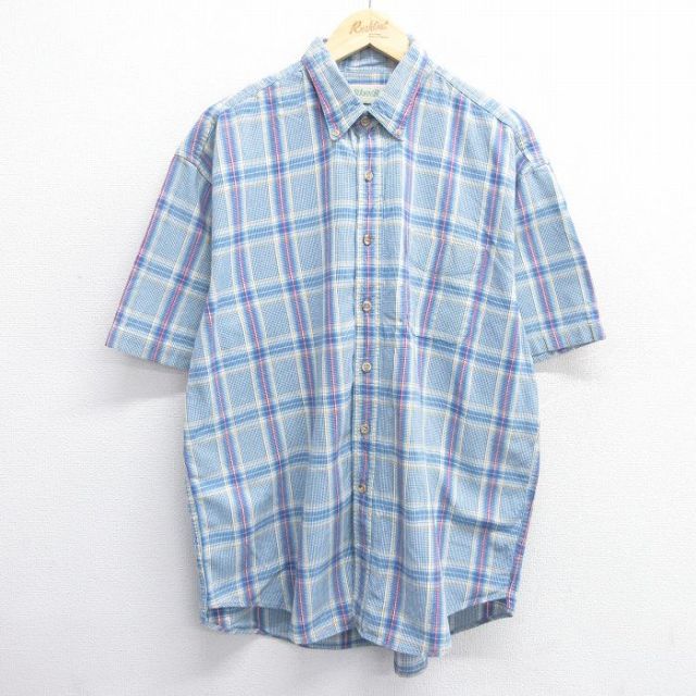 セントジョンズベイ 90s 半袖シャツ ネイビーチェック XL | 古着