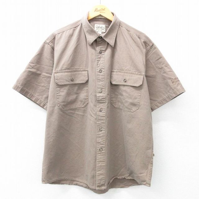 XL★古着 カベラス 半袖 シャツ メンズ 大きいサイズ コットン 濃ベージュ カーキ 25apr23 中古 トップス