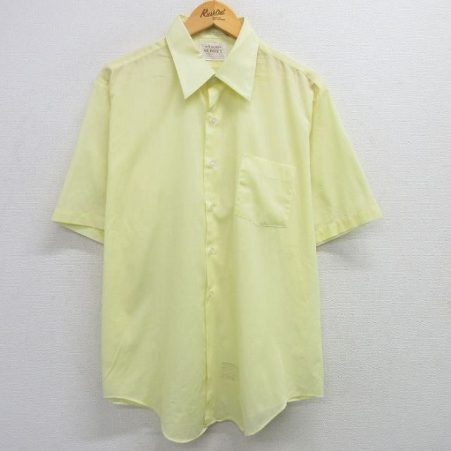 XL★古着 アロー 半袖 シャツ メンズ 80年代 80s 大きいサイズ ロング丈 USA製 黄色 イエロー 25apr26 中古 トップス