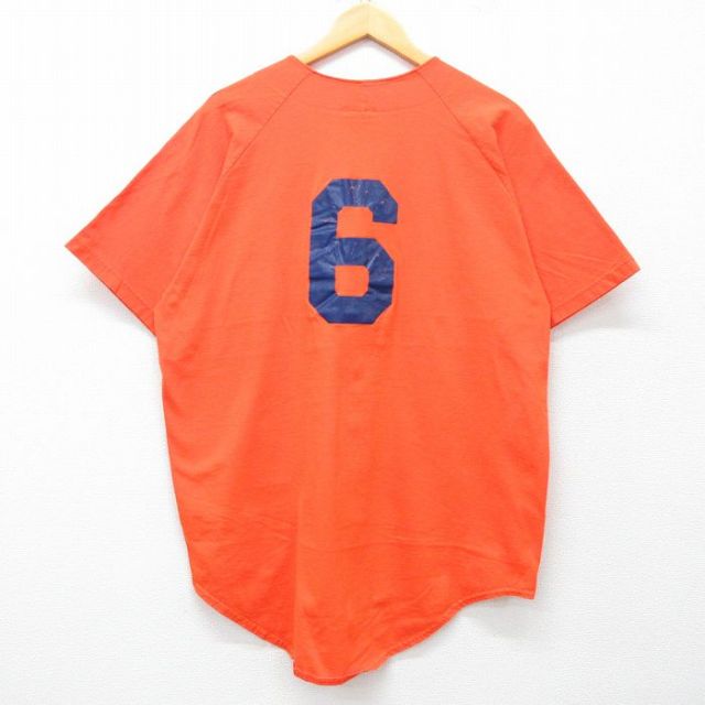 L★古着 半袖 ベースボール シャツ メンズ 90年代 90s Rogers Relics ソフトボール 6 ラグラン コットン USA製 オレンジ 25apr30 中古 トップス