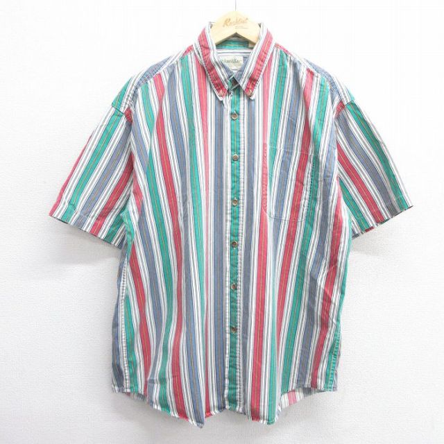 【50%OFF】セントジョンズベイ 90s 半袖シャツ グリーンストライプ XL | 古着