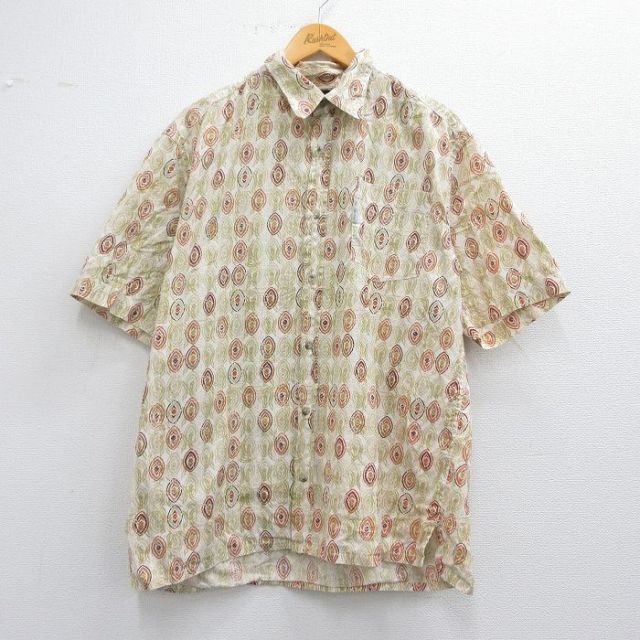 コロンビア 00s 半袖シャツ 総柄 イエロー XL | 古着