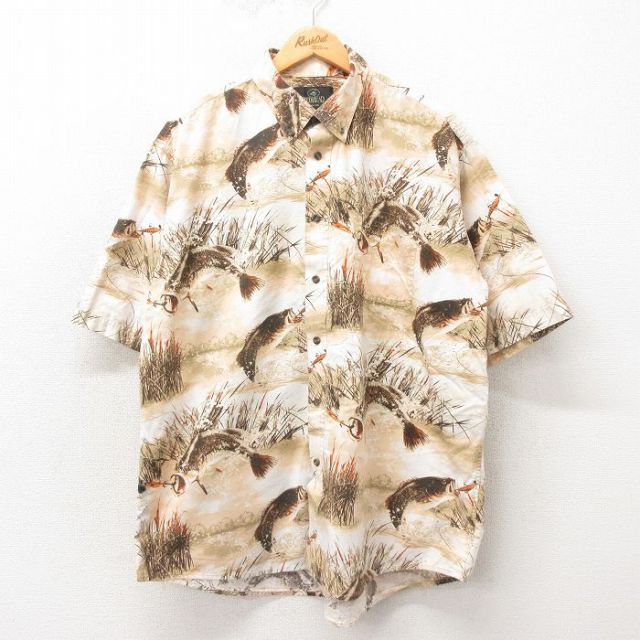 【50%OFF】レッドヘッド 00s 半袖シャツ 魚 カーキ XL | 古着