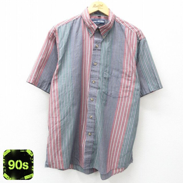 バンヒューセン 90s 半袖シャツ ストライプ ネイビー XL | 古着