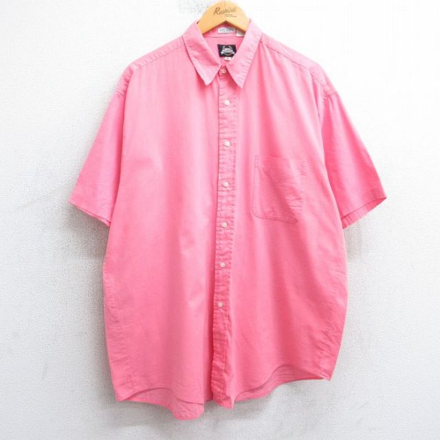 XL★古着 リー Lee 半袖 シャツ メンズ 90年代 90s ロング丈 コットン ピンク 25may08 中古 トップス