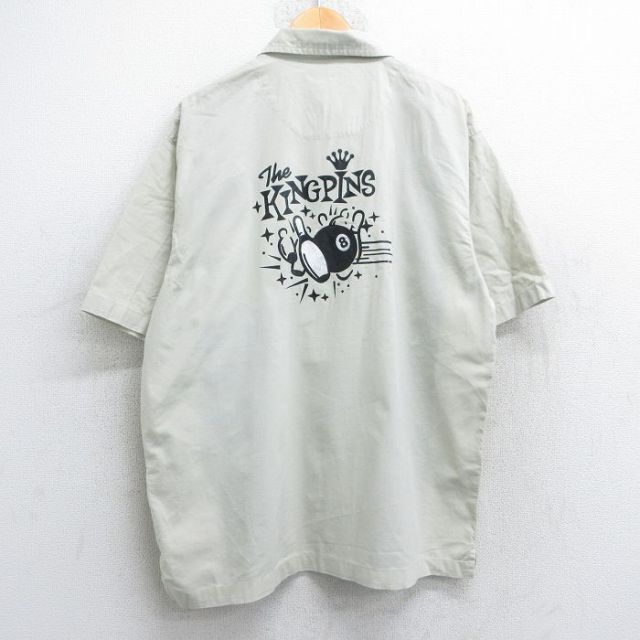 L★古着 no boundaries 半袖 ボウリング シャツ メンズ 00年代 00s KINGPINS ツートンカラー コットン 開襟 オープンカラー 薄ベージュ他 カーキ 【spe】 25may08 中古 トップス