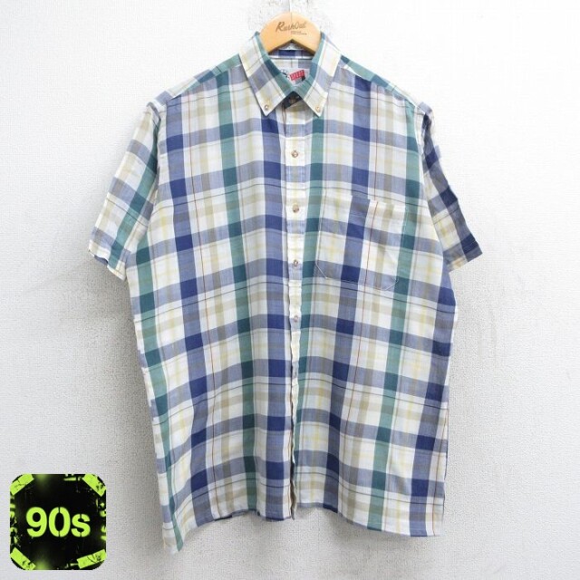 【50%OFF】アロー 90s 半袖シャツ ネイビーチェック L | 古着