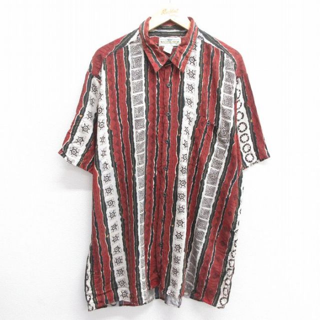 XL★古着 半袖 シャツ メンズ 00年代 00s レーヨン 茶他 ブラウン 25may09 中古 トップス