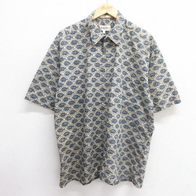 00s 半袖シャツ 魚総柄 グリーン XL | 古着