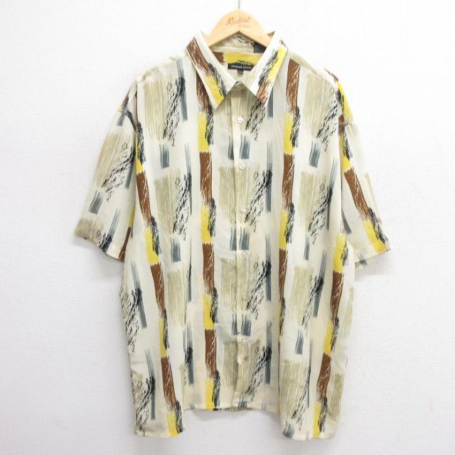 XL★古着 半袖 シャツ メンズ 大きいサイズ ロング丈 ベージュ他 カーキ 25may09 中古 トップス