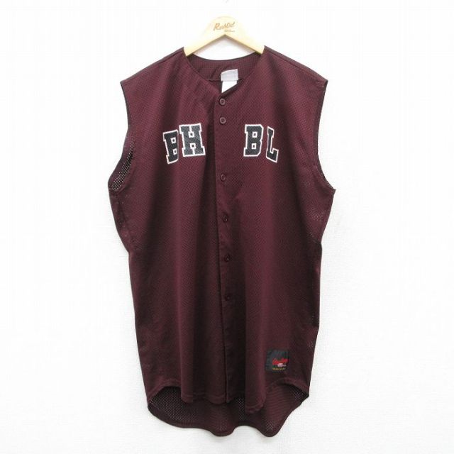 XL★古着 ローリングス ノースリーブ ベースボール シャツ メンズ BH BL 39 メッシュ地 大きいサイズ ロング丈 エンジ 25may09 中古 トップス