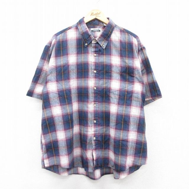【50%OFF】キー 90s 半袖シャツ ネイビーチェック XL | 古着