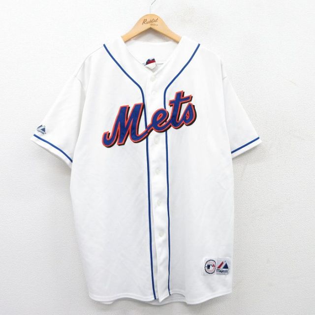 XL★古着 マジェスティック 半袖 ベースボール シャツ メンズ 00年代 00s MLB ニューヨークメッツ ホセレイエス 7 大きいサイズ 白 ホワイト メジャーリーグ 野球 25may10 中古 トップス