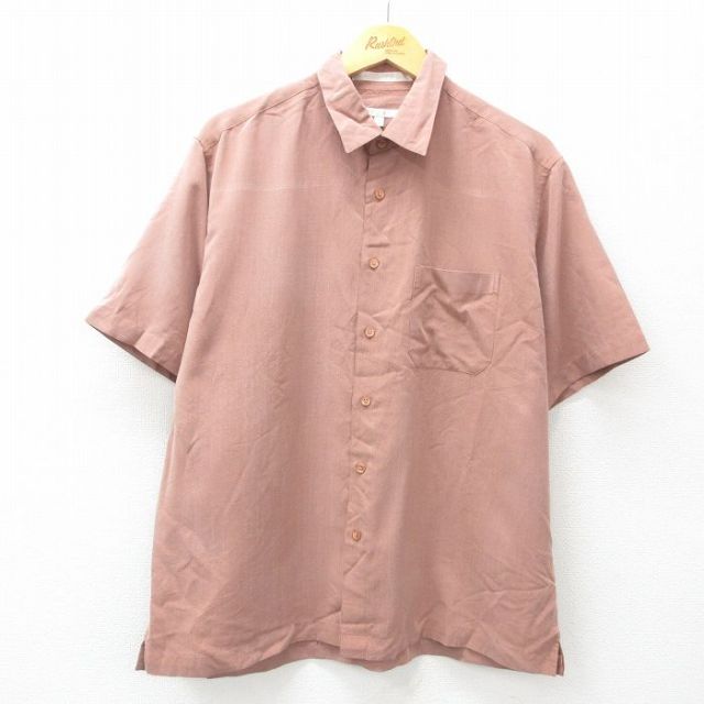 XL★古着 ペリーエリス 半袖 シャツ メンズ 90年代 90s 濃ベージュ系 カーキ 25may15 中古 トップス