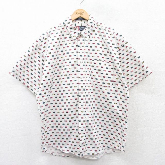 【50%OFF】ラルフローレン 90s 半袖シャツ 総柄 ホワイト XL | 古着