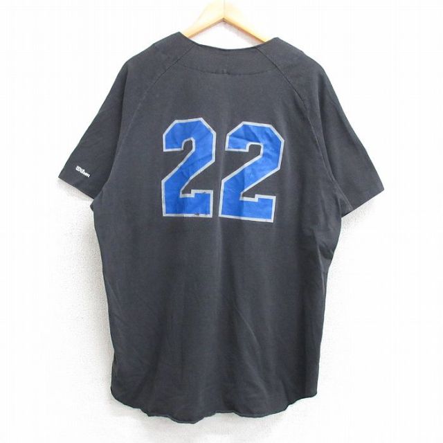 XL★古着 ウィルソン 半袖 ベースボール シャツ メンズ 80年代 80s KEPHARDINGS 22 ラグラン 大きいサイズ USA製 黒他 ブラック 25may17 中古 トップス