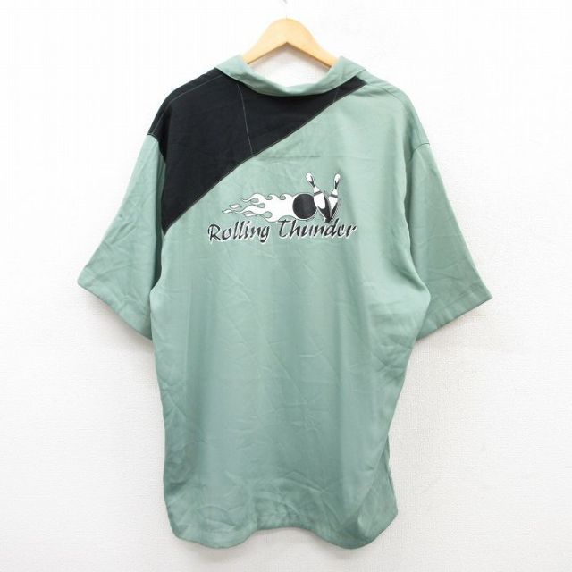 XL 古着 ヒルトン 半袖 ボウリング シャツ メンズ 00年代 グリーン XL 古着 ヒルトン 半袖 ボウリング シャツ メンズ 00年代 グリーン