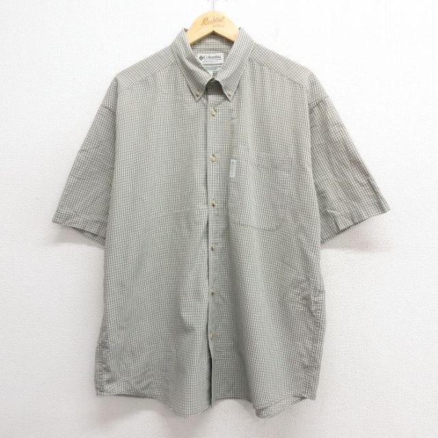 XL★古着 コロンビア COLUMBIA 半袖 シャツ メンズ 00年代 00s ボタンダウン 濃緑他 グリーン チェック 25may26 中古 トップス