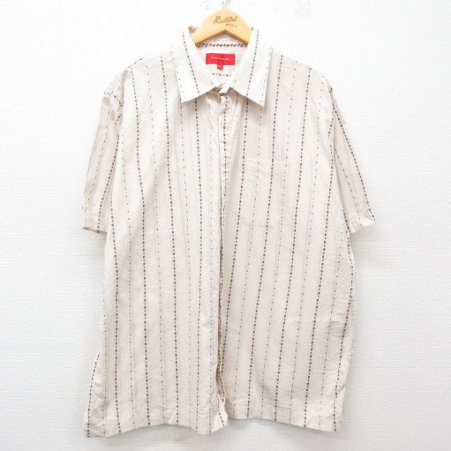 【50%OFF】半袖シャツ ベージュストライプ XL | 古着
