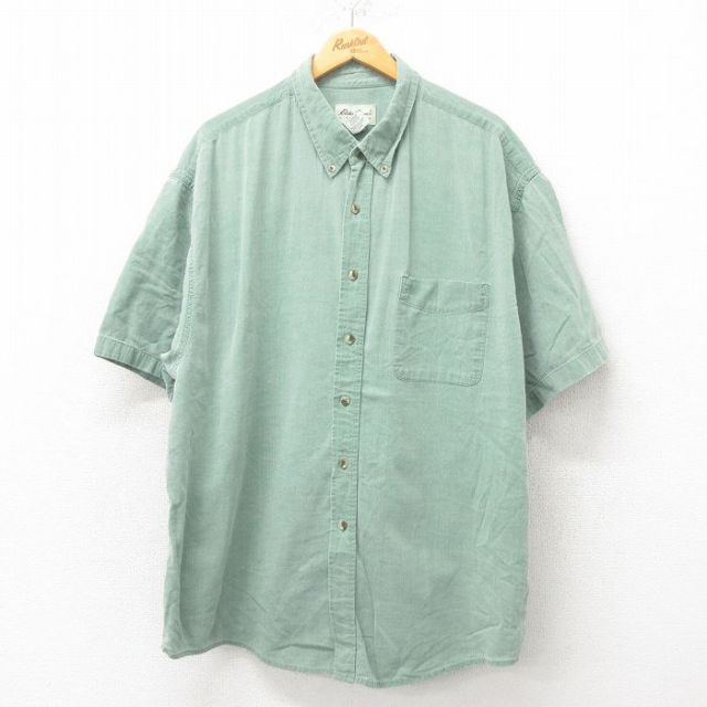 XL★エディーバウアー 古着 半袖 シャツ メンズ 00年代 00s 大きいサイズ コットン ボタンダウン 緑 グリーン 25jun02 中古 トップス