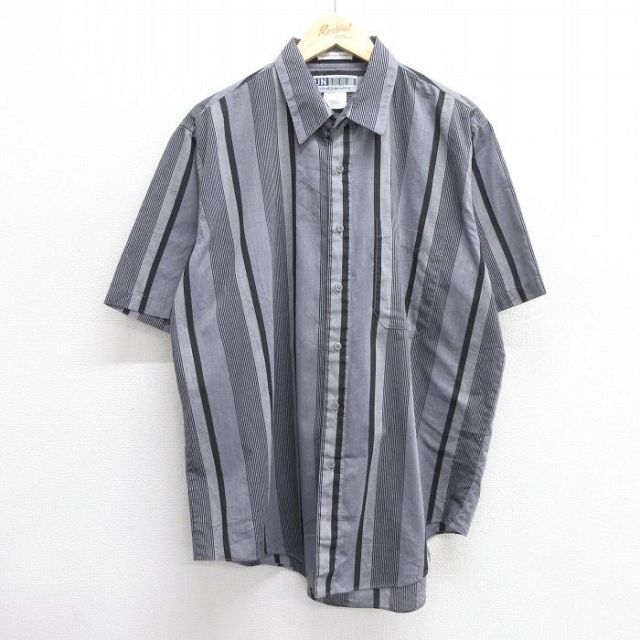【50%OFF】00s 半袖シャツ ストライプ グレー XL | 古着