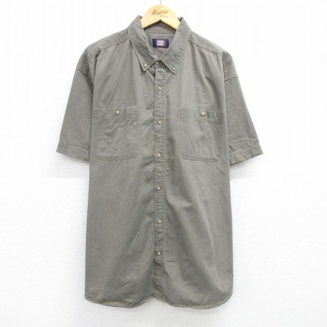 【50%OFF】XL★古着 FADED GLORY 半袖 シャツ メンズ 00年代 00s 大きいサイズ ロング丈 ボタンダウン 薄緑 グリーン 25jun05 中古 トップス