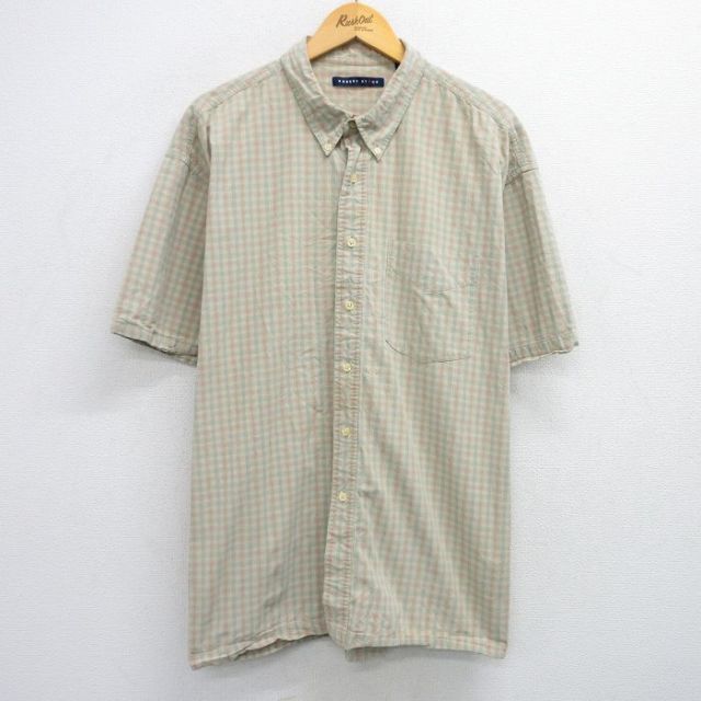 【50%OFF】半袖シャツ ベージュチェック XL | 古着