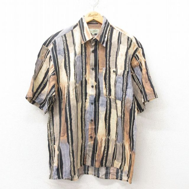 L★古着 半袖 シャツ メンズ リネン 薄ベージュ他 カーキ 25jun09 中古 トップス
