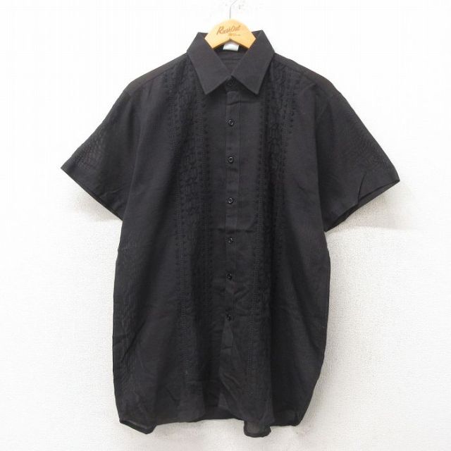 M★古着 半袖 シャツ メンズ コットン 黒 ブラック 25jun09 中古 トップス