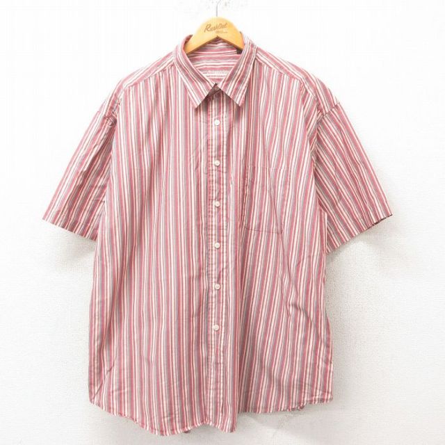 【50%OFF】セントジョンズベイ 半袖シャツ バーガンディストライプ XL | 古着