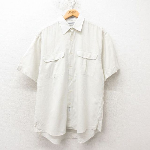 L★古着 サックスフィフスアベニュー 半袖 シャツ メンズ 90年代 90s 生成り 25jun10 中古 トップス