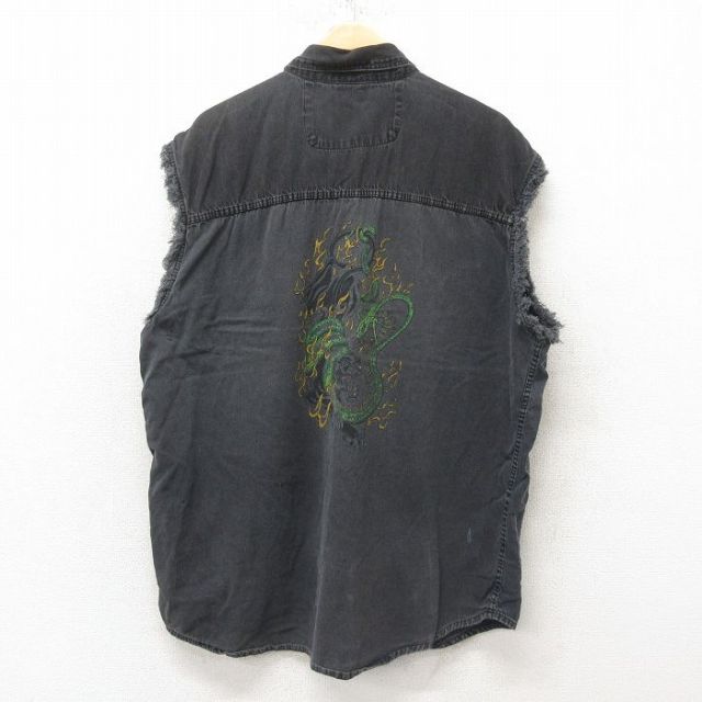 【50%OFF】ノースリーブシャツ トラ大蛇 ブラック XL | 古着